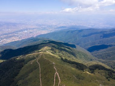 Aerial Summer view of Belasitsa Mountain around Kongur peak, Blagoevgrad Region, Bulgaria clipart