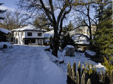 Amazing Winter panorama of village of Bozhentsi, Gabrovo region, Bulgaria clipart