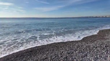 Nice, Provence Alpes-Cote d 'Azur plajının manzarası, Fransa