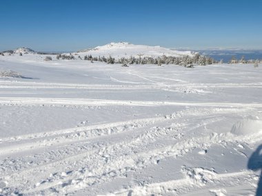 Bulgaristan 'ın Sofya Şehir Bölgesi, Vitosha Dağı' nın İnanılmaz Kış manzarası