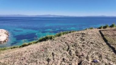 Nea Fokea, Chalkidiki, Orta Makedonya ve Yunanistan yakınlarındaki Kassandra kıyı şeridinin inanılmaz manzarası