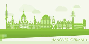 Almanya 'nın Hanover kentinin Yeşil Skyline manzarası - vektör illüstrasyonu