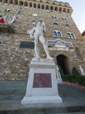 FLORENCE, İtalya - 05 Aralık 2024: Floransa, Toskana Bölgesi, İtalya 'da Palazzo Vecchio