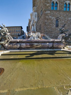 FLORENCE, İtalya - 05 Aralık 2024: Floransa, Toskana Bölgesi, İtalya 'da Palazzo Vecchio