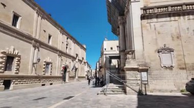 LECCE, İtalya - 12 Mayıs 2024: İtalya 'nın Apulia Bölgesi' ndeki Eski Lecce kasabasının muhteşem manzarası