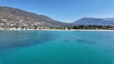 Lefkada, İyon Adaları, Yunanistan 'ın kıyı şeridinin inanılmaz panoramik manzarası
