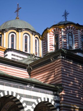 Bulgaristan 'ın Kyustendil Bölgesi, Rila (Rila Manastırı) Ortodoks Manastırı' nın sonbahar manzarası