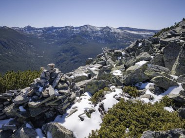 Amazing Autumn landscape of Rila Mountain near Mechit and Popova Kapa peaks, Bulgaria clipart