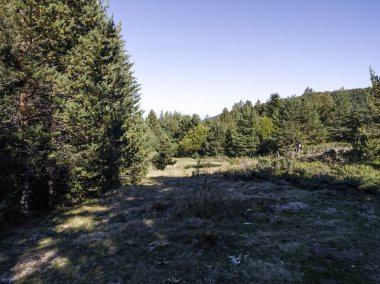Rila Dağı 'nın Mechit yakınlarındaki muhteşem sonbahar manzarası ve Popova Kapa zirveleri, Bulgaristan