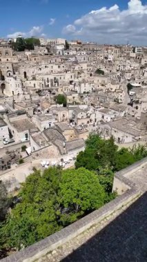 Matera 'nın muhteşem manzarası, Basilicata Bölgesi, İtalya