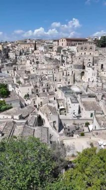 Matera 'nın muhteşem manzarası, Basilicata Bölgesi, İtalya