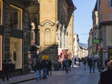 FLORENCE, İTALYA - 05 Aralık 2024: Floransa, Toskana Bölgesi, İtalya 'nın Eski Kenti Panorama