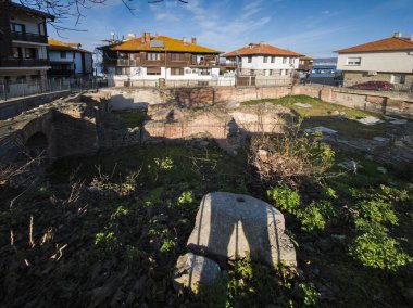 NESEBAR, BULGARIA - 14 ARALIK 2024: Bulgaristan 'ın Burgaz Bölgesi' nin Nessebar kentinin Şaşırtıcı Panoraması