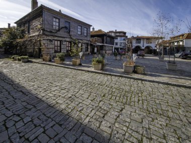 NESEBAR, BULGARIA - 14 ARALIK 2024: Bulgaristan 'ın Burgaz Bölgesi' nin Nessebar kentinin Şaşırtıcı Panoraması