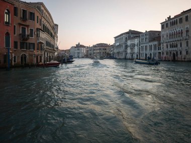 Venedik, Veneto Bölgesi, İtalya 'da Büyük Kanal Panoraması