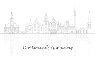 Almanya 'nın Dortmund şehrinin Skyline ana hatları - vektör illüstrasyon