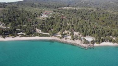 Nikitis Sahili yakınlarındaki Sithonia kıyı şeridi, Chalkidiki, Orta Makedonya, Yunanistan