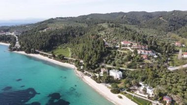 Nikitis Sahili yakınlarındaki Sithonia kıyı şeridi, Chalkidiki, Orta Makedonya, Yunanistan