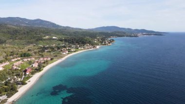 Nikitis Sahili yakınlarındaki Sithonia kıyı şeridi, Chalkidiki, Orta Makedonya, Yunanistan