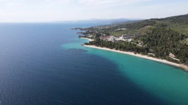 Nikitis Sahili yakınlarındaki Sithonia kıyı şeridi, Chalkidiki, Orta Makedonya, Yunanistan