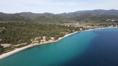 Nikitis Sahili yakınlarındaki Sithonia kıyı şeridi, Chalkidiki, Orta Makedonya, Yunanistan