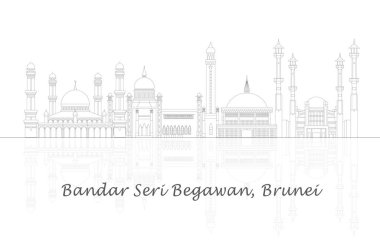 Outline Skyline panorama of city of Bandar Seri Begawan, Brunei - vector illustration clipart