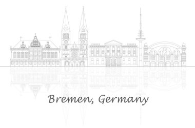 Bremen, Almanya 'nın Skyline ana hatları - vektör illüstrasyon