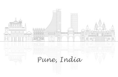 Hindistan 'ın Pune şehrinin Skyline ana hatları - vektör illüstrasyonu