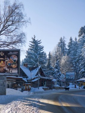 BOROVETS, BULGARIA - FEBRUARY 20, 2025: Winter view of ski resort of Borovets at Rila Mountain, Sofia Region, Bulgaria clipart