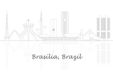 Brezilya 'nın Brasilia şehrinin Skyline ana hatları - vektör illüstrasyonu