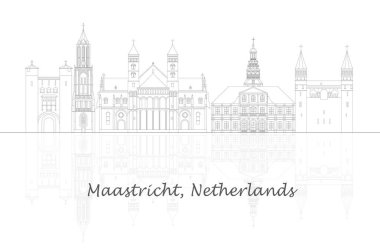 Outline Skyline Panorama of city of Maastricht, Netherlands  - vector illustration clipart