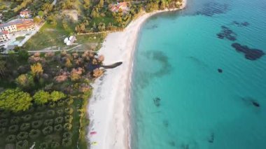 Koviou Sahili yakınlarındaki Sithonia kıyı şeridi, Chalkidiki, Orta Makedonya, Yunanistan