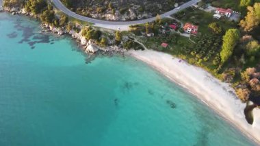 Koviou Sahili yakınlarındaki Sithonia kıyı şeridi, Chalkidiki, Orta Makedonya, Yunanistan