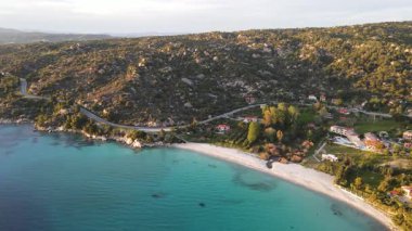 Koviou Sahili yakınlarındaki Sithonia kıyı şeridi, Chalkidiki, Orta Makedonya, Yunanistan