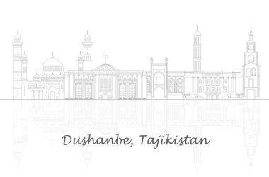 Outline Skyline panorama of city of Dushanbe, Tajikistan - vector illustration