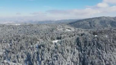 Bulgaristan 'ın Sofya Bölgesi Beli Iskar köyü yakınlarındaki Rila Dağı' nın kış manzarası