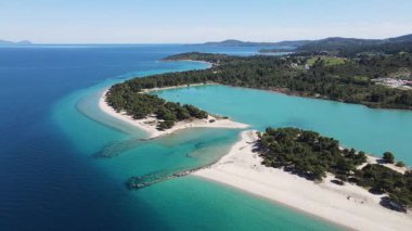Lagoon Sahili yakınlarındaki Kassandra kıyı şeridi, Chalkidiki, Orta Makedonya, Yunanistan