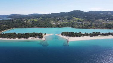 Lagoon Sahili yakınlarındaki Kassandra kıyı şeridi, Chalkidiki, Orta Makedonya, Yunanistan