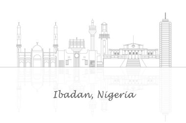 Ibadan şehrinin Skyline panoraması, Nijerya-vektör çizimi