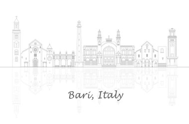 İtalya 'nın Bari şehrinin Skyline ana hatları - vektör illüstrasyonu