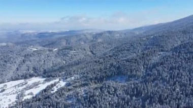 Bulgaristan 'ın Sofya Bölgesi Beli Iskar köyü yakınlarındaki Rila Dağı' nın kış manzarası