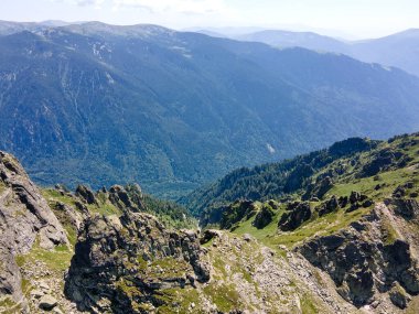 Aerial summer view of Rila Mountain near Malyovitsa peak, Bulgaria