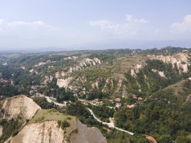 Bulgaristan 'ın Blagoevgrad bölgesinin tarihi Melnik kasabasının hava manzarası