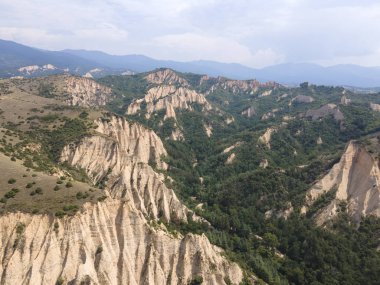 Bulgaristan 'ın Blagoevgrad bölgesinin tarihi Melnik kasabasının hava manzarası