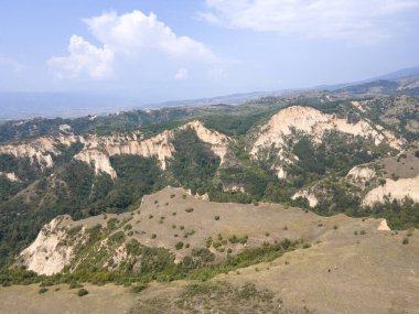Bulgaristan 'ın Blagoevgrad bölgesinin tarihi Melnik kasabasının hava manzarası