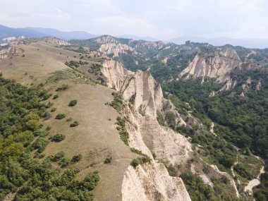 Bulgaristan 'ın Blagoevgrad bölgesinin tarihi Melnik kasabasının hava manzarası