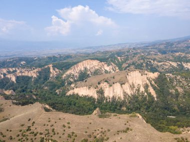 Bulgaristan 'ın Blagoevgrad bölgesinin tarihi Melnik kasabasının hava manzarası