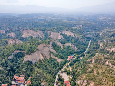 Bulgaristan 'ın Blagoevgrad bölgesinin tarihi Melnik kasabasının hava manzarası