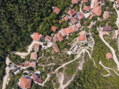 Bulgaristan 'ın Blagoevgrad bölgesinin tarihi Melnik kasabasının hava manzarası