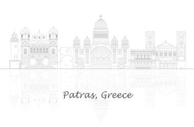 Yunanistan 'ın Patras kentinin Skyline ana hatları - vektör illüstrasyonu